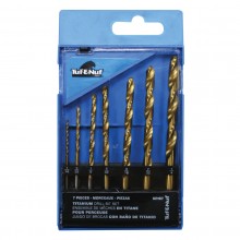 7pc Ti-N Coated HSS Drill Bit Set - Plastic Index Box