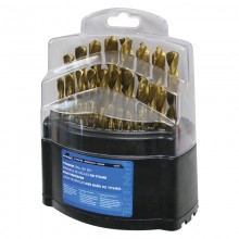 29pc Ti-N Coated HSS Drill Bit Set - Plastic Index Box