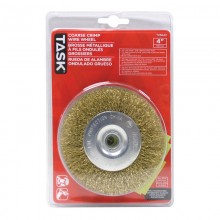 4" Coarse Brass Coated Steel Crimp Wire Wheel with 1/2" Arbor Hole - 1/pack