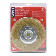 6" Fine Brass Coated Steel Crimp Wire Wheel with 1/2" & 5/8" Arbor Hole - 1/pack