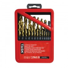 21pc Ti-N Coated HSS Drill Bit Set - Metal Index Box